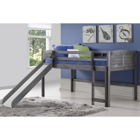 Kd Gabinetes PD-790AAG-785AG Twin Size Louver Low Loft with Slide in Antique Grey KD3168153